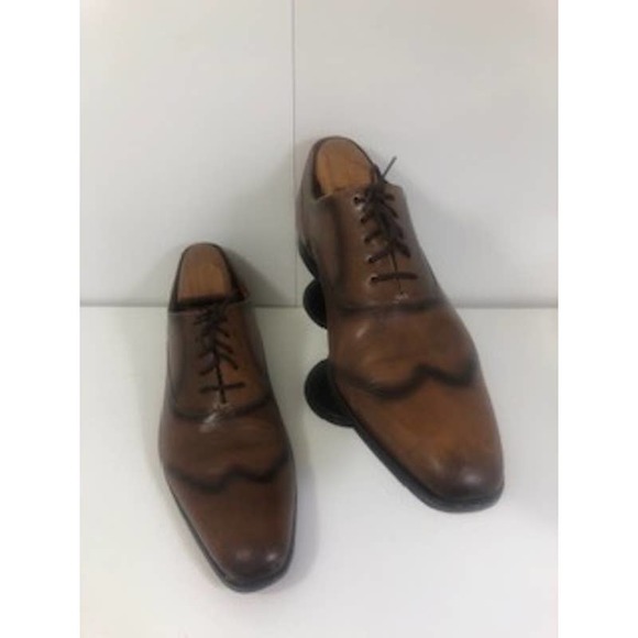 Mezlan Leather Square Toe Lace-Up Oxfords Dress Shoes Brown Mens US 11